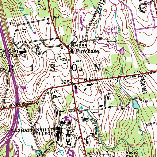 Topographic Map of Purchase Post Office, NY