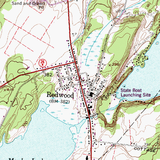 Topographic Map of Redwood Post Office, NY