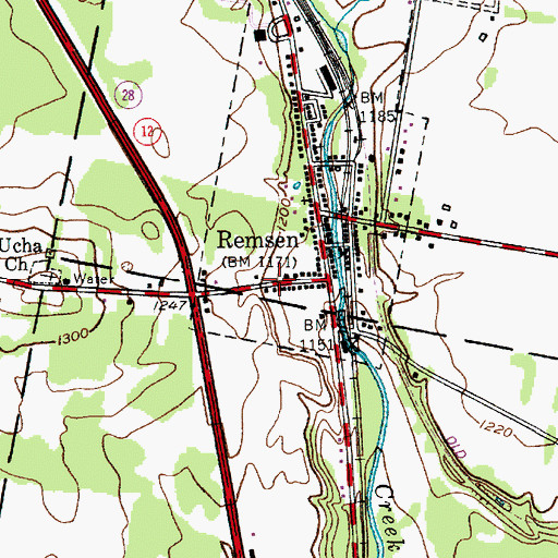 Topographic Map of Remsen Post Office, NY