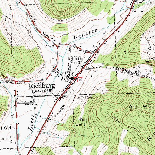 Topographic Map of Richburg Post Office, NY