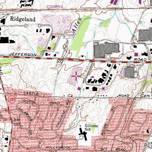 Topographic Map of Rochester Post Office, NY