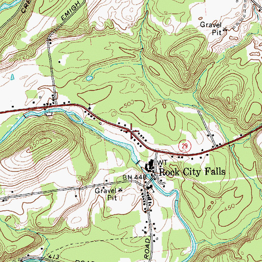 Topographic Map of Rock City Falls Post Office, NY