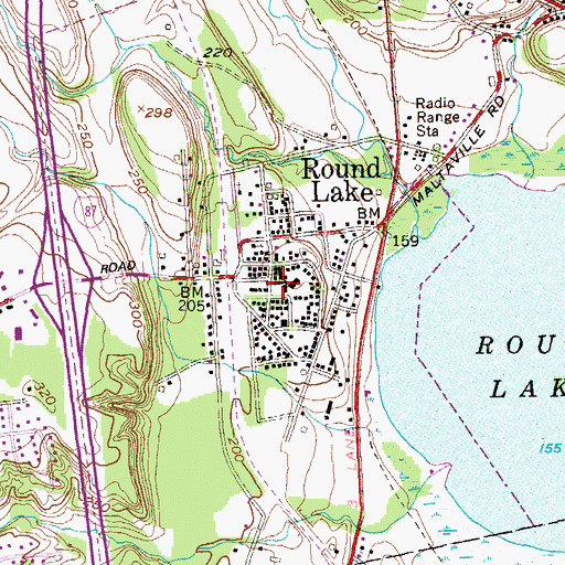 Topographic Map of Round Lake Post Office, NY