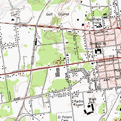 Topographic Map of Saratoga Springs Post Office, NY
