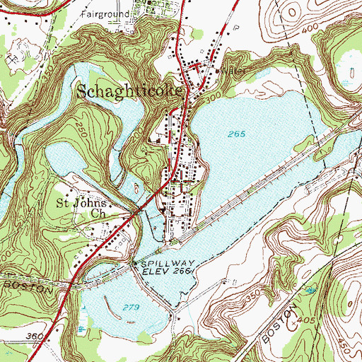 Topographic Map of Schaghticoke Post Office, NY