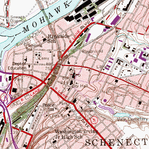 Topographic Map of Schenectady Post Office, NY