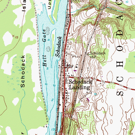 Topographic Map of Schodack Landing Post Office, NY