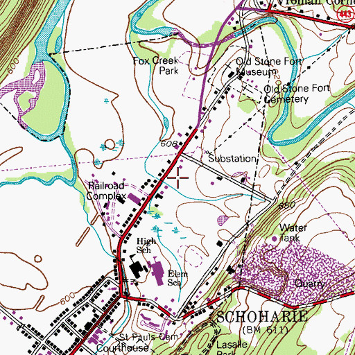 Topographic Map of Schoharie Post Office, NY
