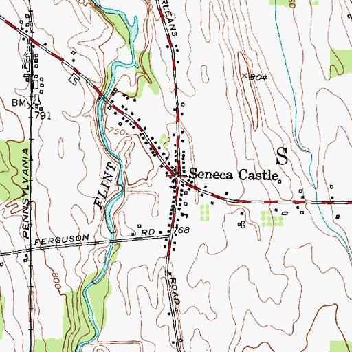 Topographic Map of Seneca Castle Post Office, NY