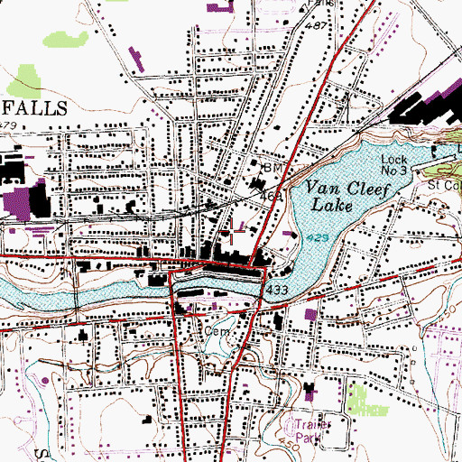 Topographic Map of Seneca Falls Post Office, NY
