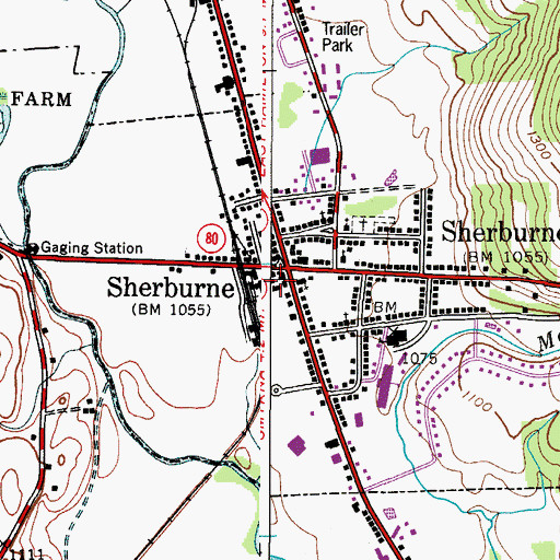 Topographic Map of Sherburne Post Office, NY