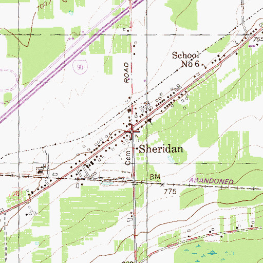 Topographic Map of Sheridan Post Office, NY