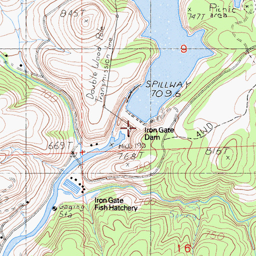 Topographic Map of Iron Gate Dam, CA