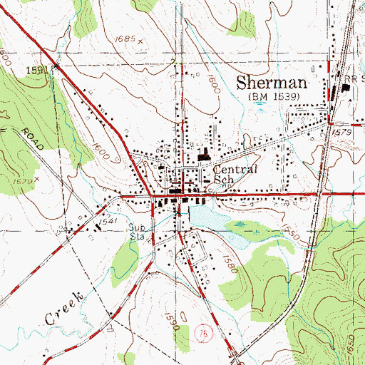 Topographic Map of Sherman Post Office, NY