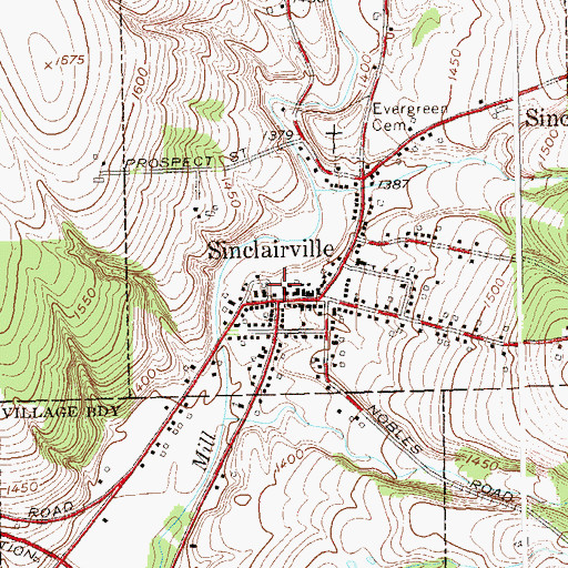 Topographic Map of Sinclairville Post Office, NY