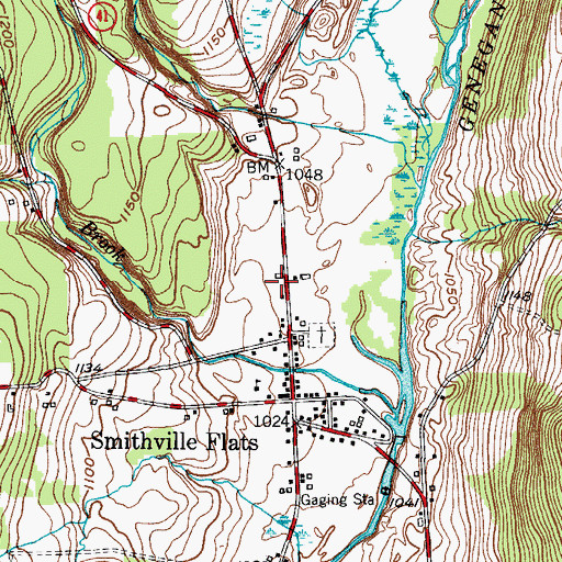Topographic Map of Smithville Flats Post Office, NY