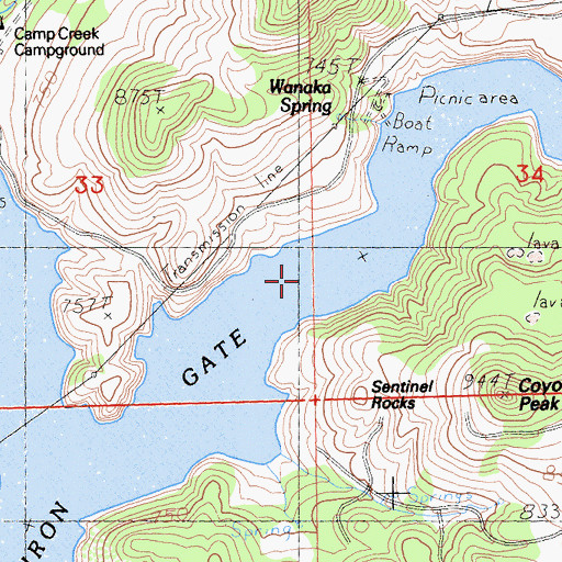 Topographic Map of Iron Gate Reservoir, CA