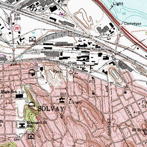 Topographic Map of Solvay Post Office, NY