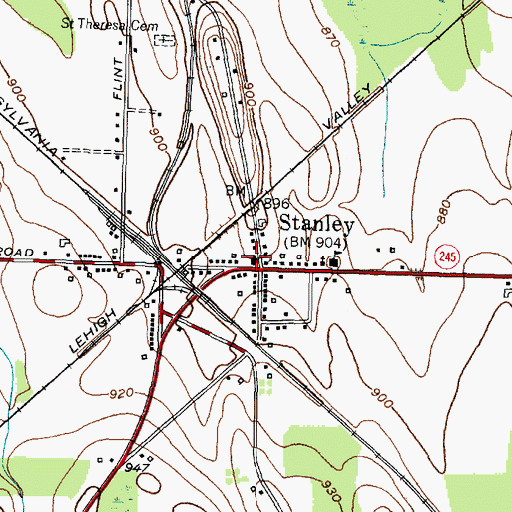 Topographic Map of Stanley Post Office, NY