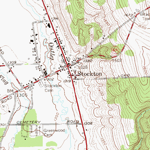Topographic Map of Stockton Post Office, NY