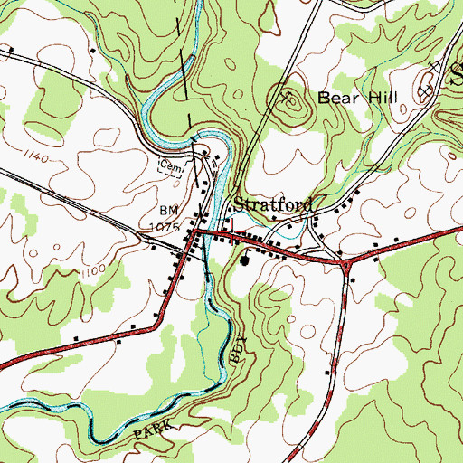 Topographic Map of Stratford Post Office, NY