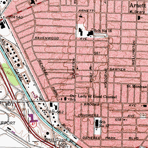 Topographic Map of Thurston Road Post Office, NY