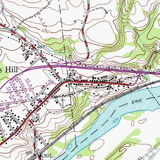 Topographic Map of Tribes Hill Post Office, NY