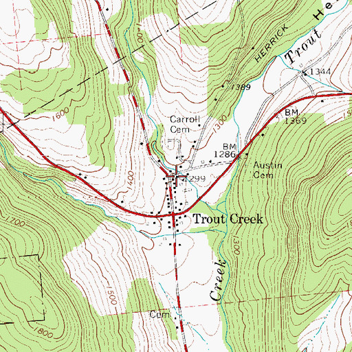 Topographic Map of Trout Creek Post Office, NY