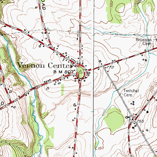 Topographic Map of Vernon Center Post Office, NY