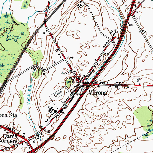 Topographic Map of Verona Post Office, NY