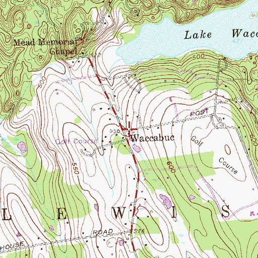 Topographic Map of Waccabuc Post Office, NY