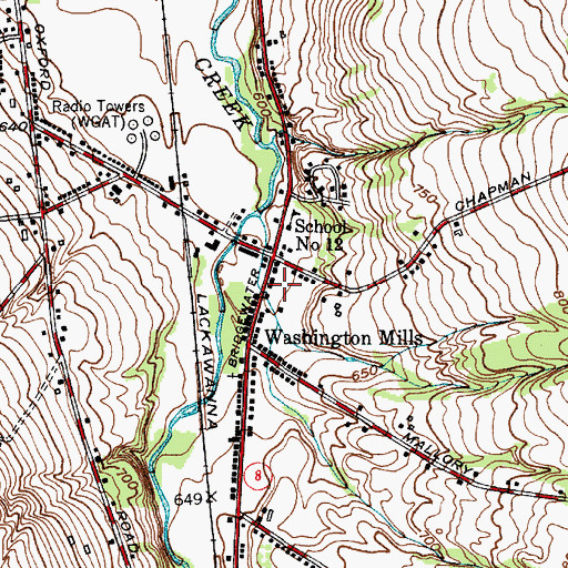 Topographic Map of Washington Mills Post Office, NY