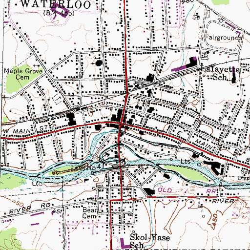 Topographic Map of Waterloo Post Office, NY
