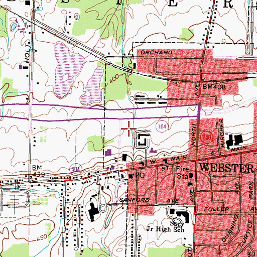 Topographic Map of Webster Post Office, NY