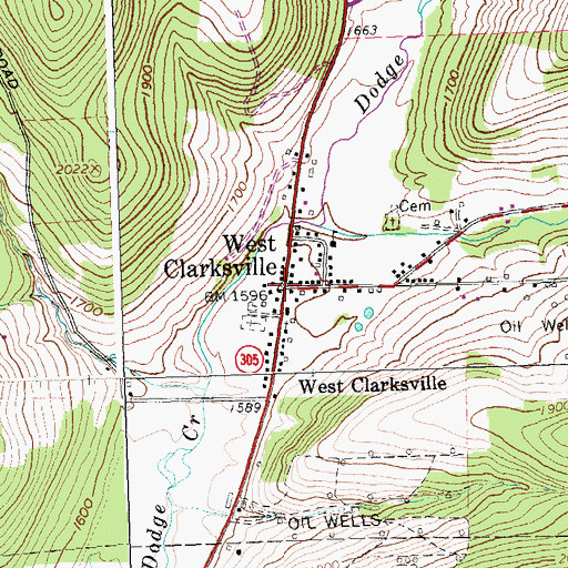 Topographic Map of West Clarksville Post Office, NY