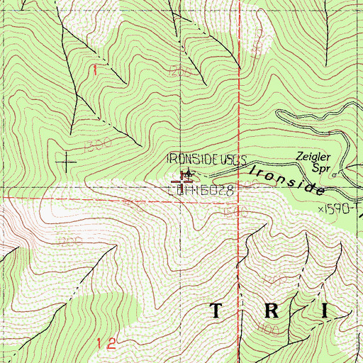 Topographic Map of Ironside Mountain, CA
