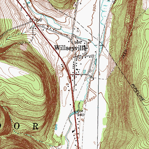 Topographic Map of Willseyville Post Office, NY