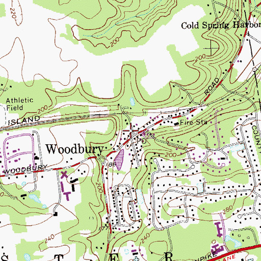 Topographic Map of Woodbury Post Office, NY