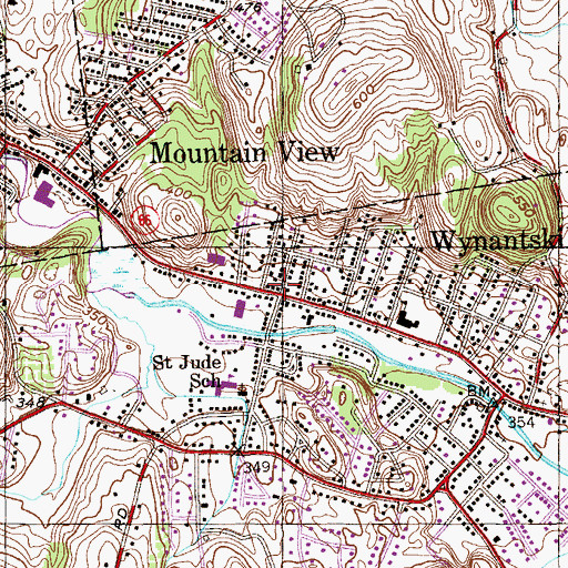 Topographic Map of Wynantskill Post Office, NY