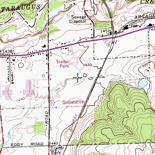 Topographic Map of Arcade Valley Estates Mobile Home Park, NY
