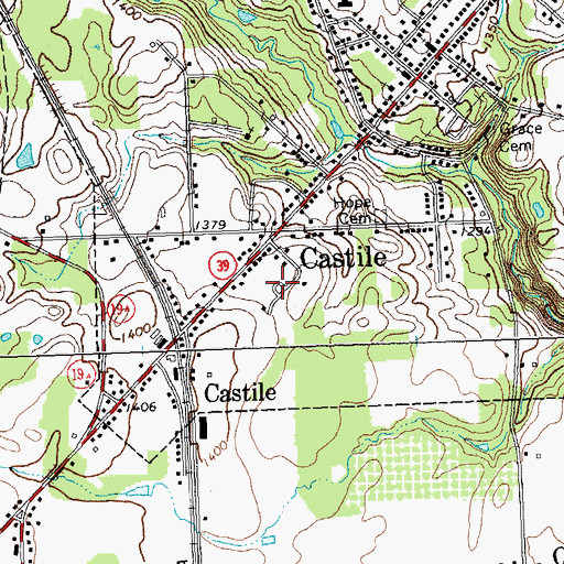 Topographic Map of Castile Estates Mobile Home Park, NY