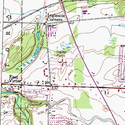 Topographic Map of Farmington Manufactured Home Community, NY