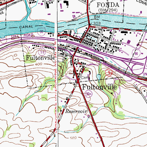 Topographic Map of Fultonville Mobile Home Park, NY