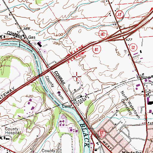 Topographic Map of Garland City Trailer Park, NY