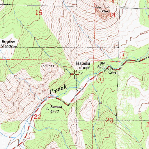 Topographic Map of Isabella Tunnel, CA