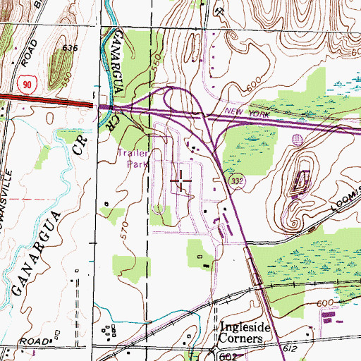 Topographic Map of Hunt's Mobile Home Park, NY