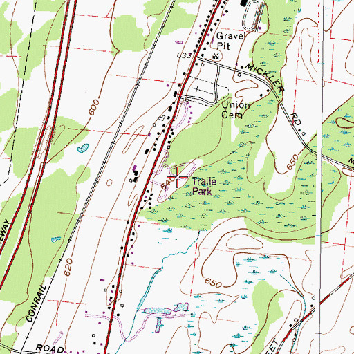 Topographic Map of Jefferson Courts Mobile Home Park, NY