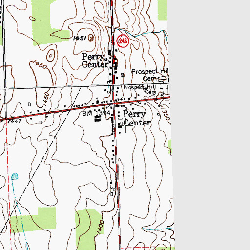 Topographic Map of Perry Mobile Home Park, NY