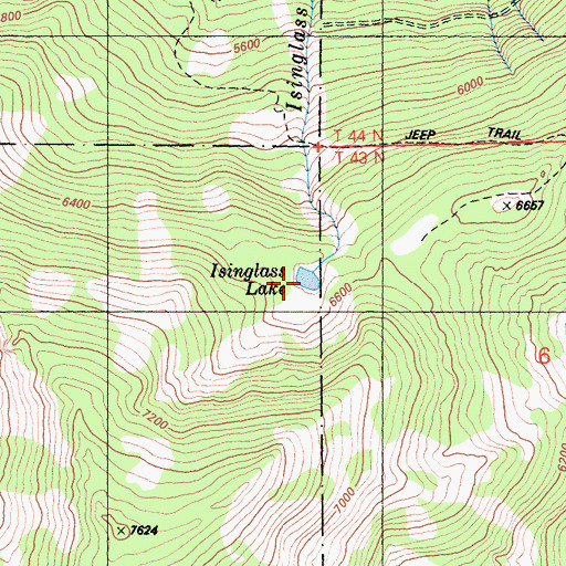 Topographic Map of Isinglass Lake, CA