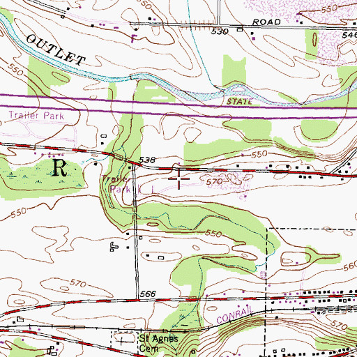 Topographic Map of Springbrook Mobile Home Park, NY